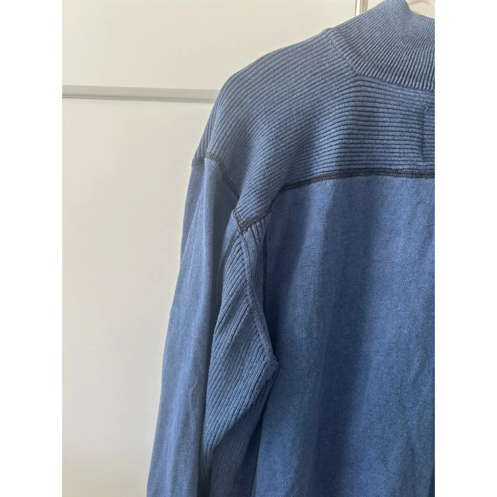 BKE Athletic Fit Mens Blue Quarter Zip Pullover Sweater Size Large Ribbed‎ Knit